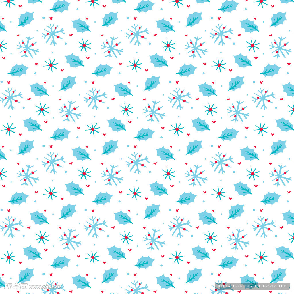 蓝白清新雪花云朵图案