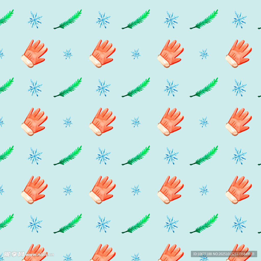 冬日手套雪花图案背景图