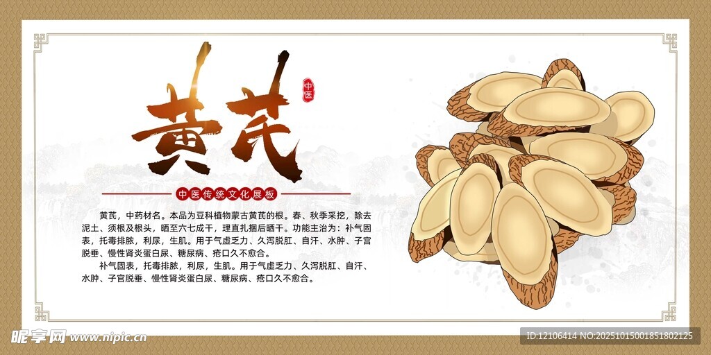 黄芪中药材展板