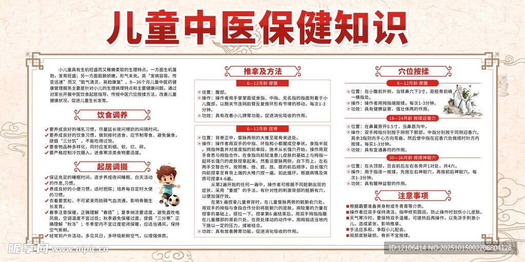 儿童中医保健知识宣传栏展板