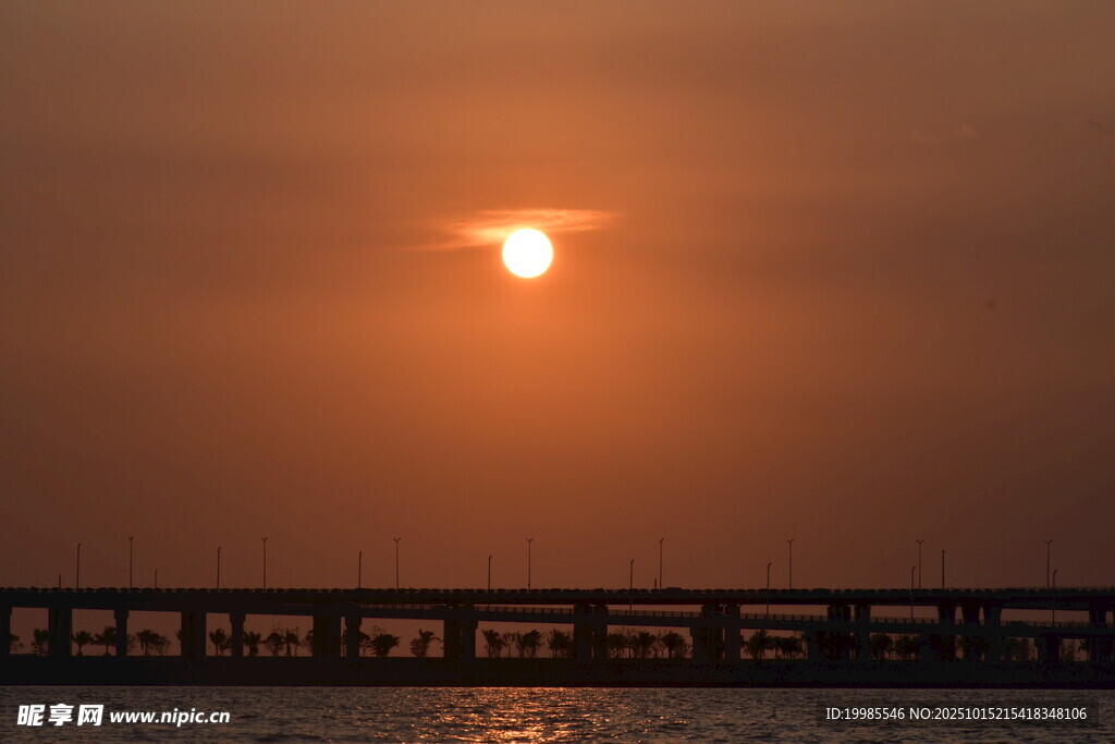 夕阳下的城市天际线