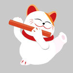 招财猫吹奏笛子超可爱