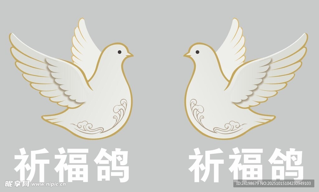 祈福鸽和平鸽鸽子矢量图