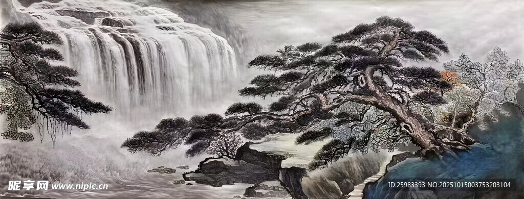 山水瀑布图