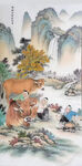 山水牧童图