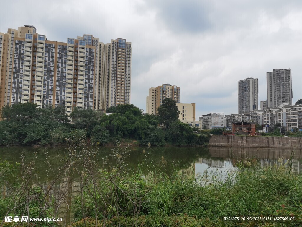 城市河畔高楼景观