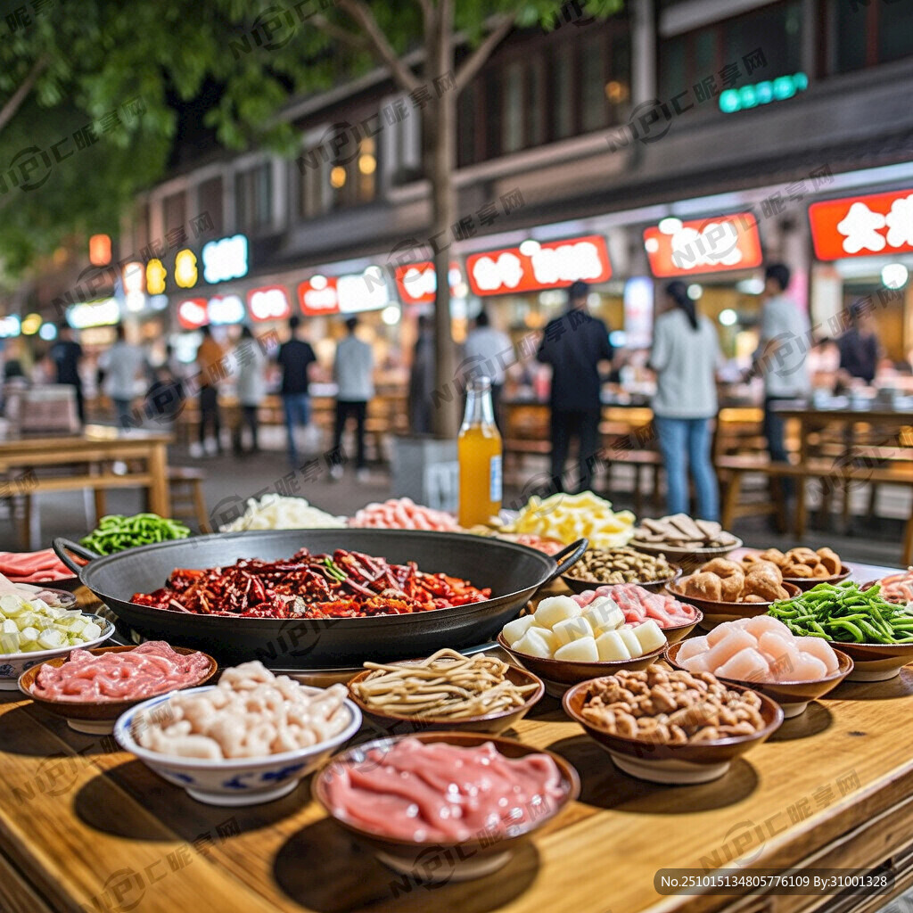 毛笔字 地摊火锅