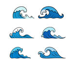 蓝色海浪插画