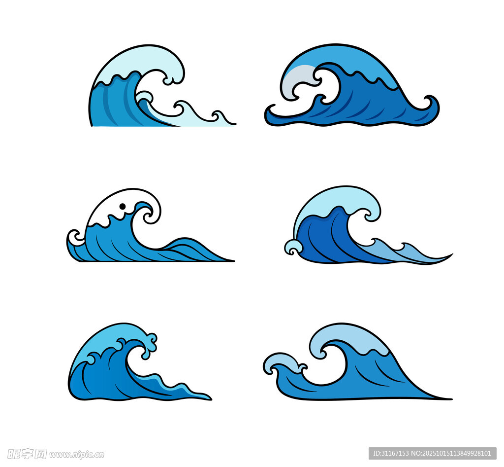 蓝色海浪插画