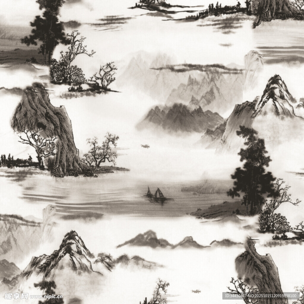 水墨山水图案