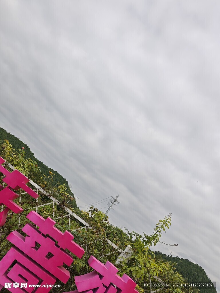 山间粉色装饰景观