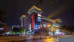 城市夜景中式建筑灯光秀