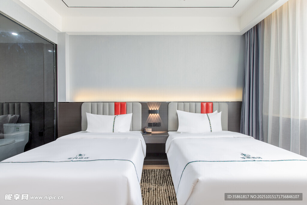 现代简约风格双床酒店客房