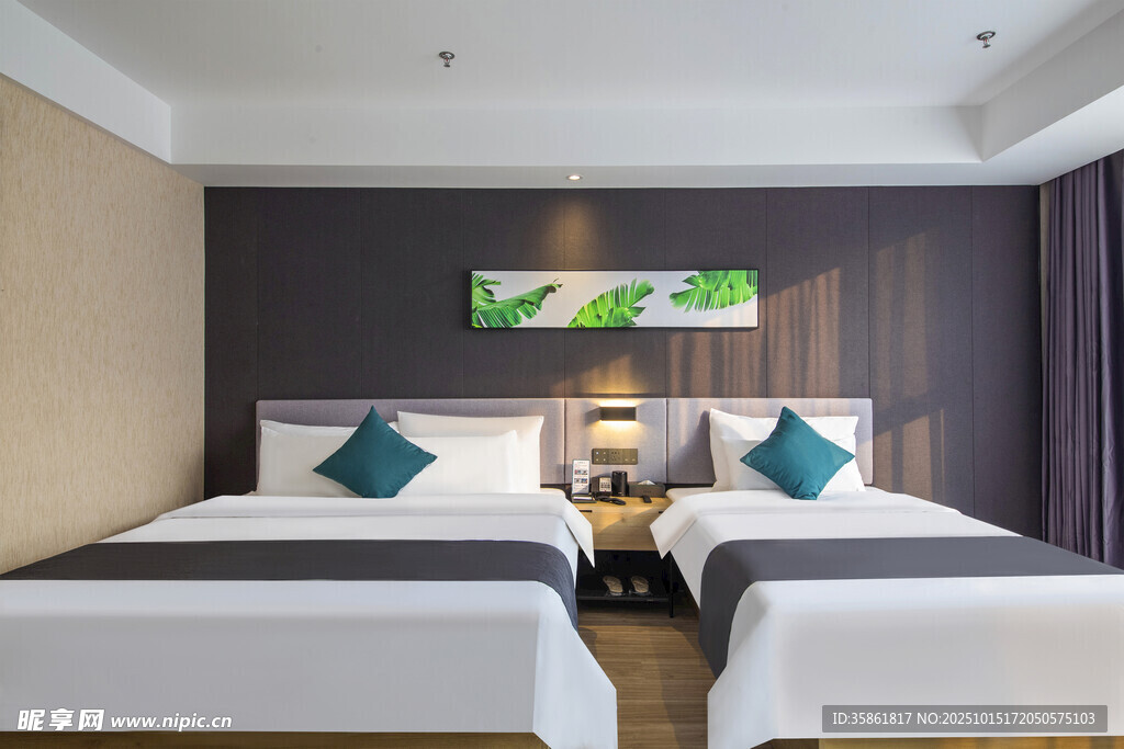 现代简约风格双床酒店客房