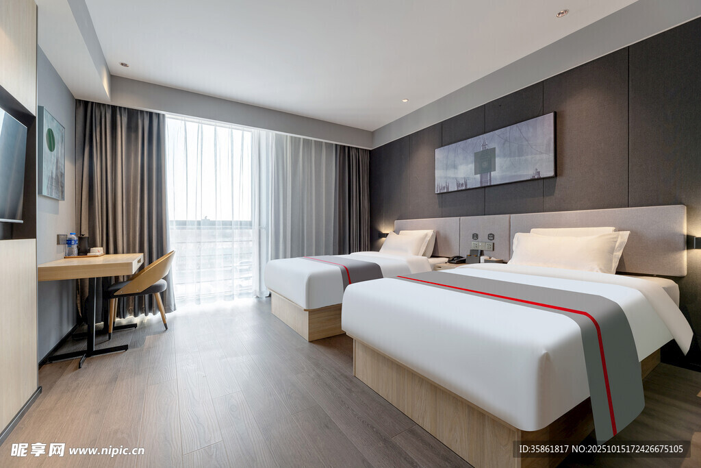 现代风格双床酒店客房