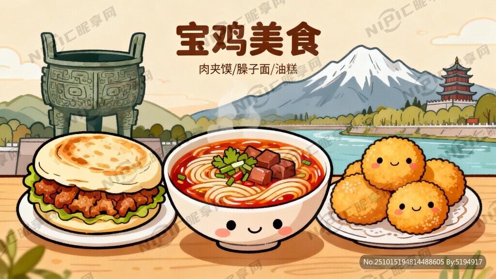 陕西肉夹馍、宝鸡臊子面  油糕
