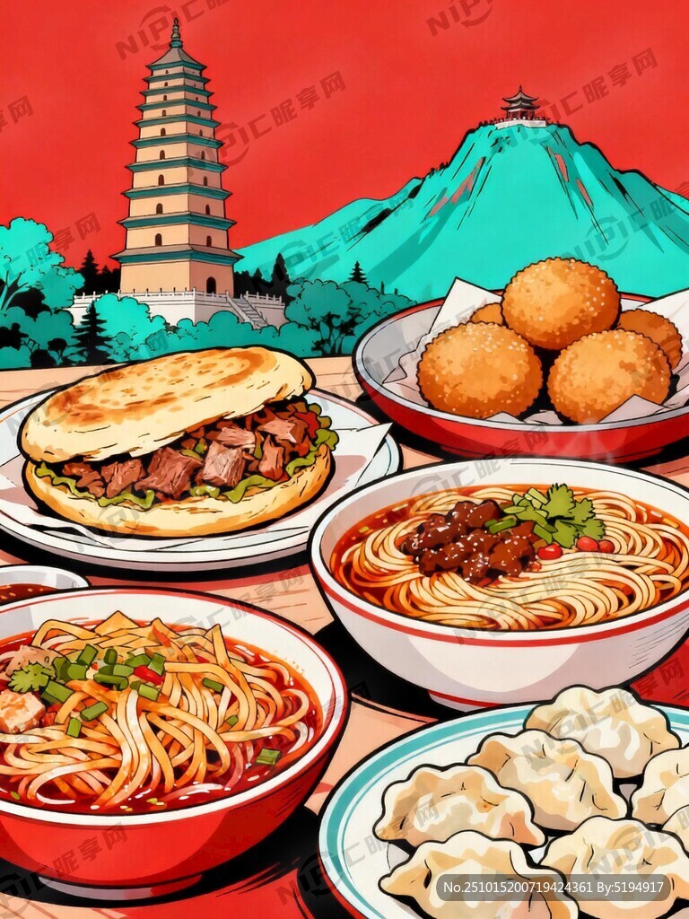 宝鸡肉夹馍、宝鸡臊子面  油糕