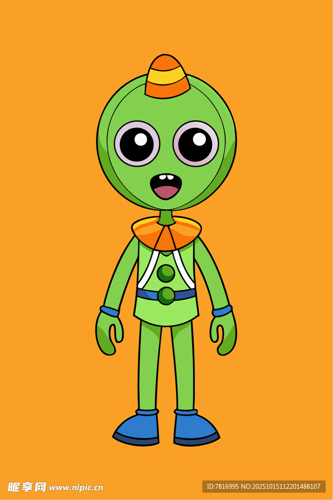 可爱绿衣卡通外星小孩