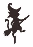 女巫猫骑扫帚剪影形象