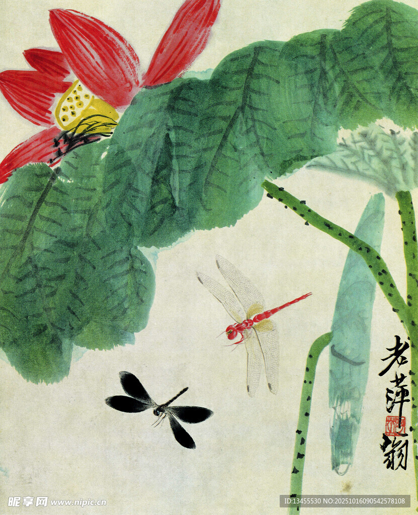 水墨荷花蜻蜓图
