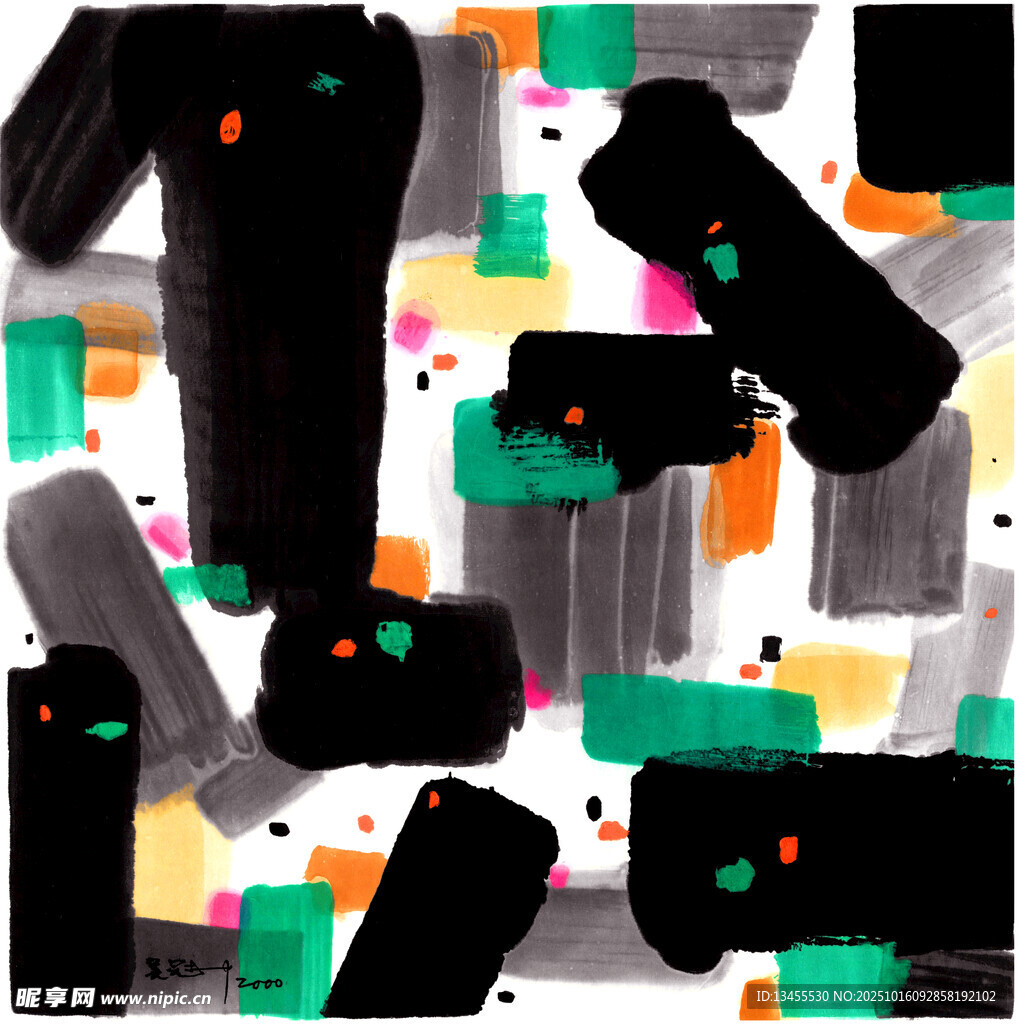 抽象几何色块艺术画作