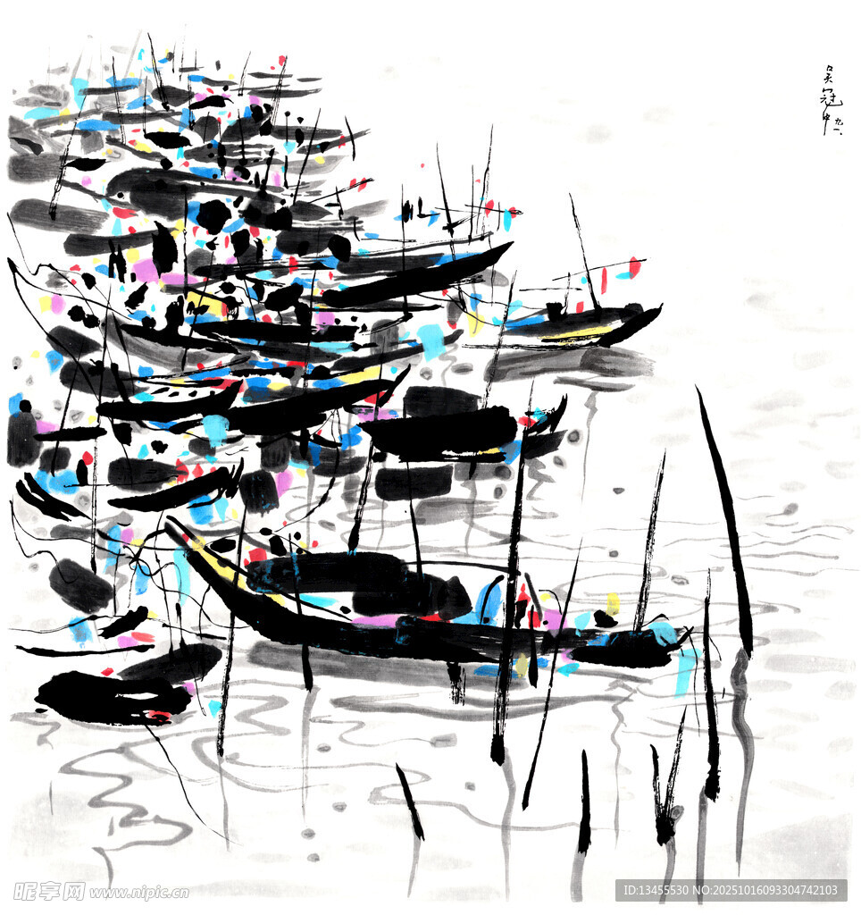 水上渔船聚集场景