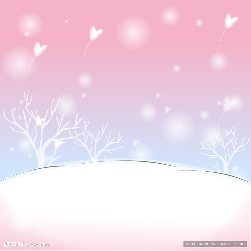 梦幻雪景中的浪漫冬日景象
