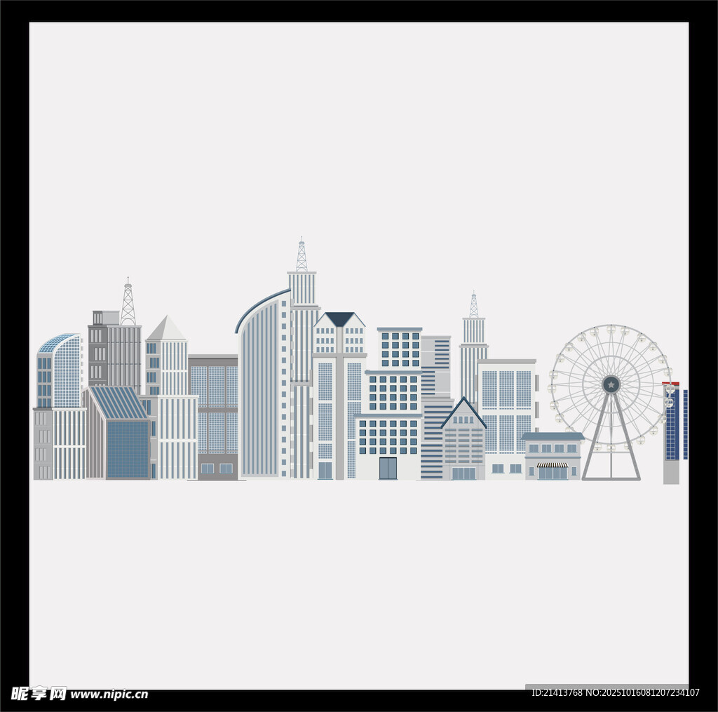 城市天际线与摩天轮景观