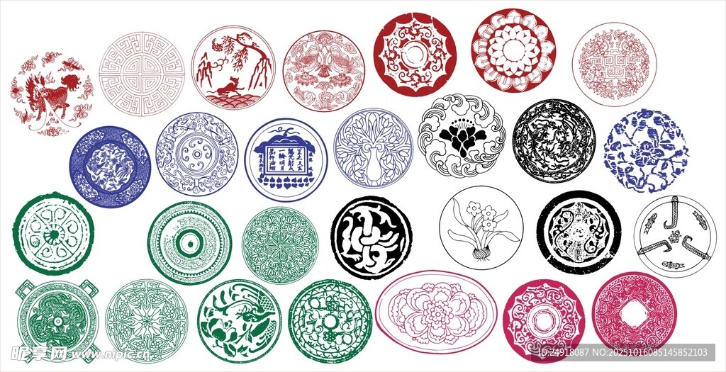 圆形花边 边框 传统图案 花纹
