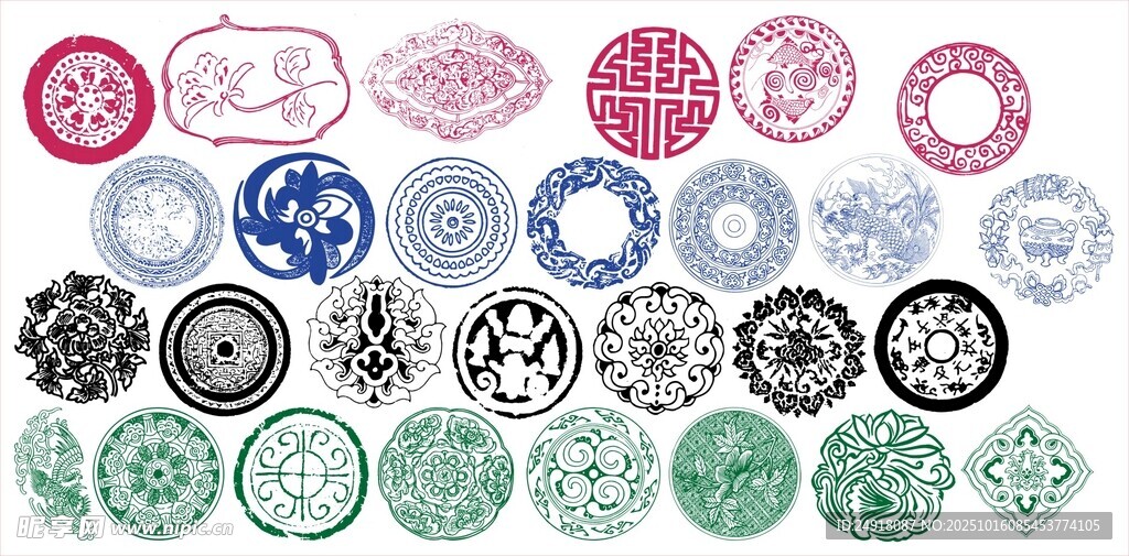 圆形花边 边框 传统图案 花纹