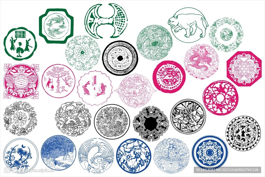 圆形花边 边框 传统图案 花纹