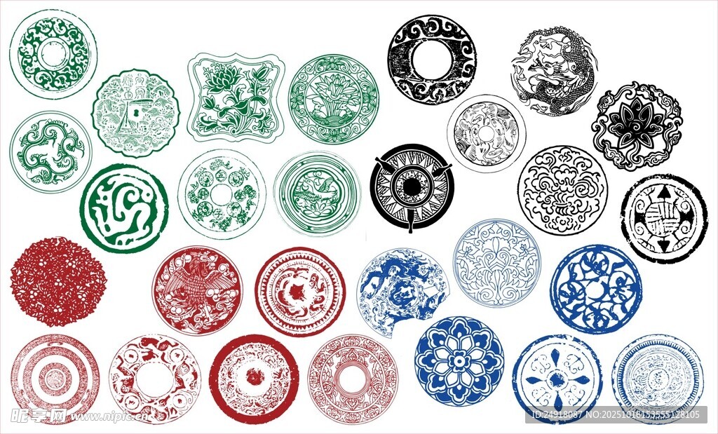 圆形花边 边框 传统图案 花纹