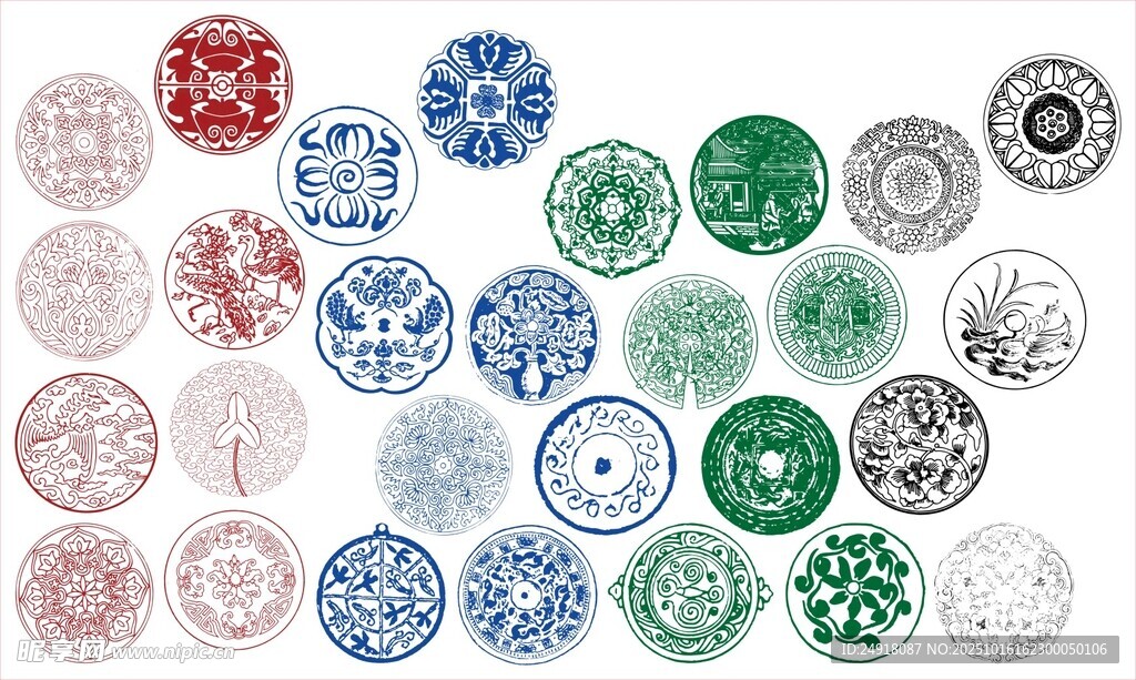 圆形花边 边框 传统图案 花纹