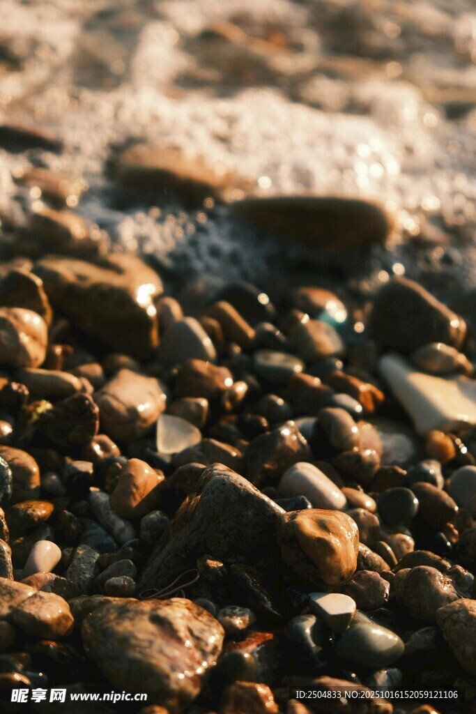 海边鹅卵石特写