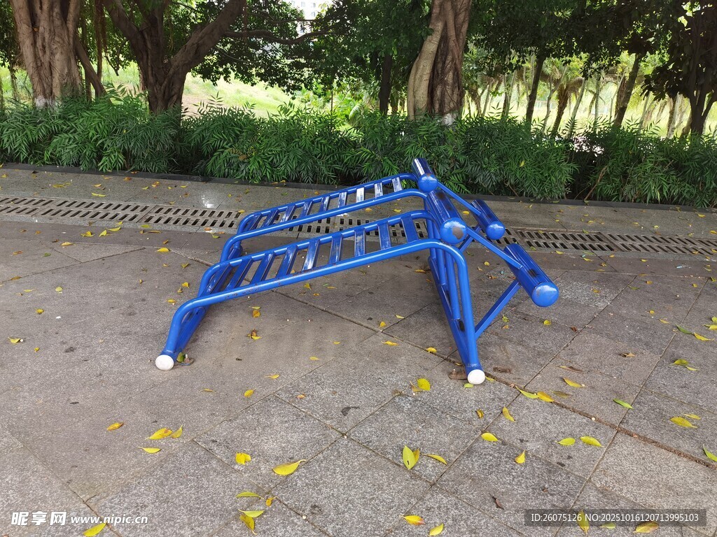 户外蓝色健身云梯设施