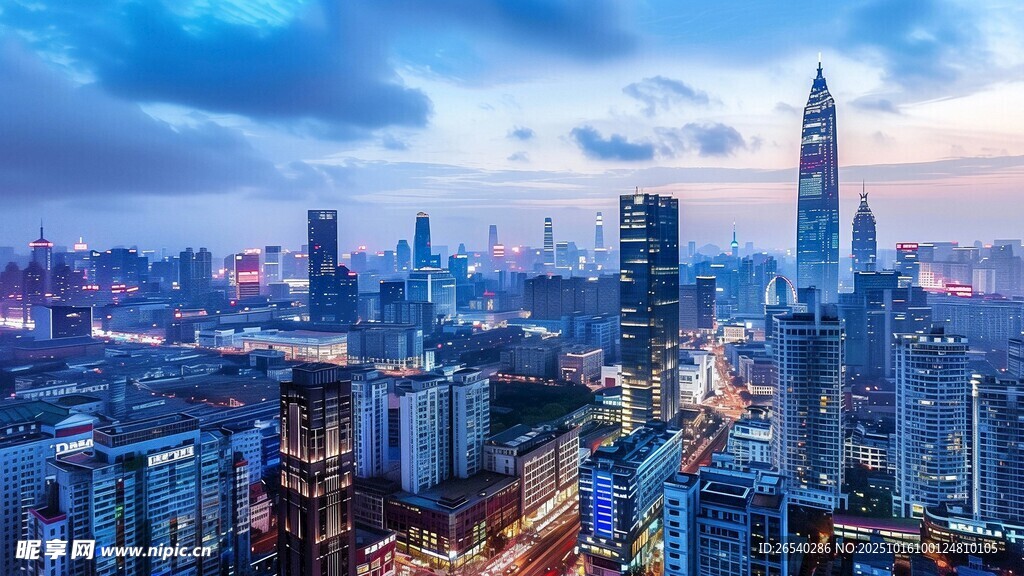 繁华都市夜景俯瞰