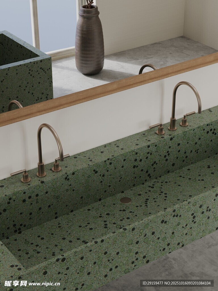 绿色水磨石水槽设计展示