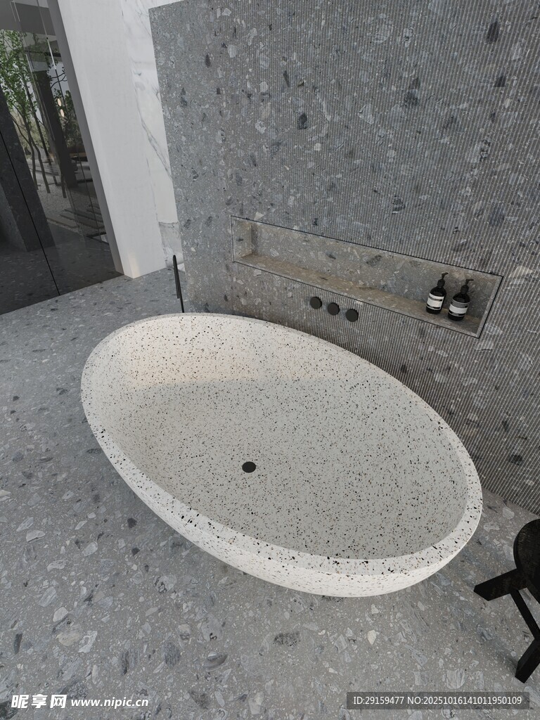 椭圆形大理石浴缸设计