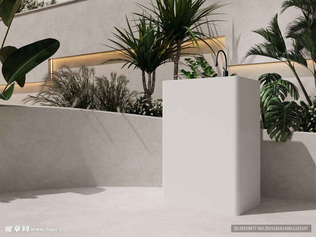 现代简约户外白色景观台