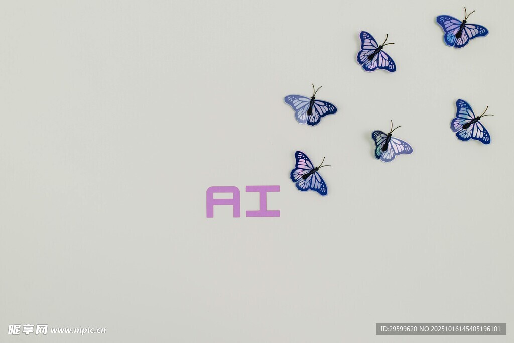 蓝色蝴蝶图案AI设计素材