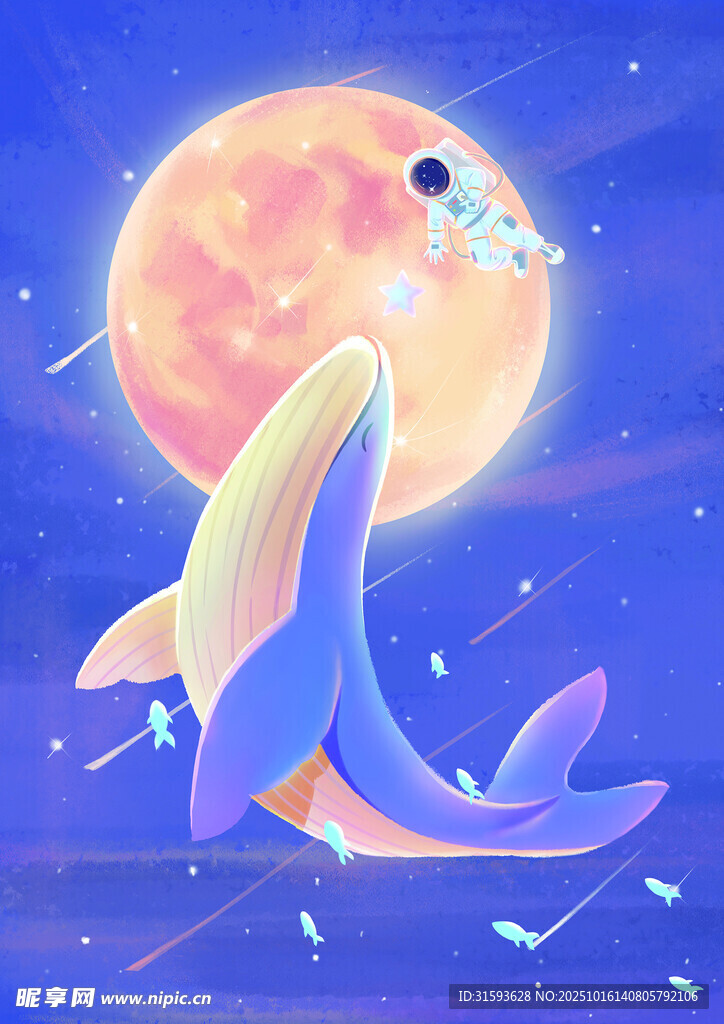 梦幻海豚跃向满月