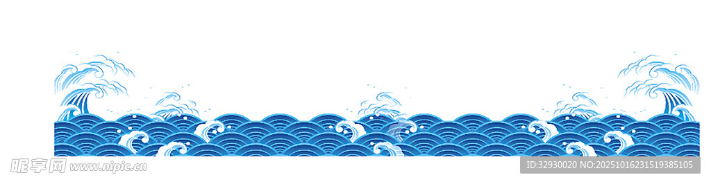 蓝色卡通海浪  
