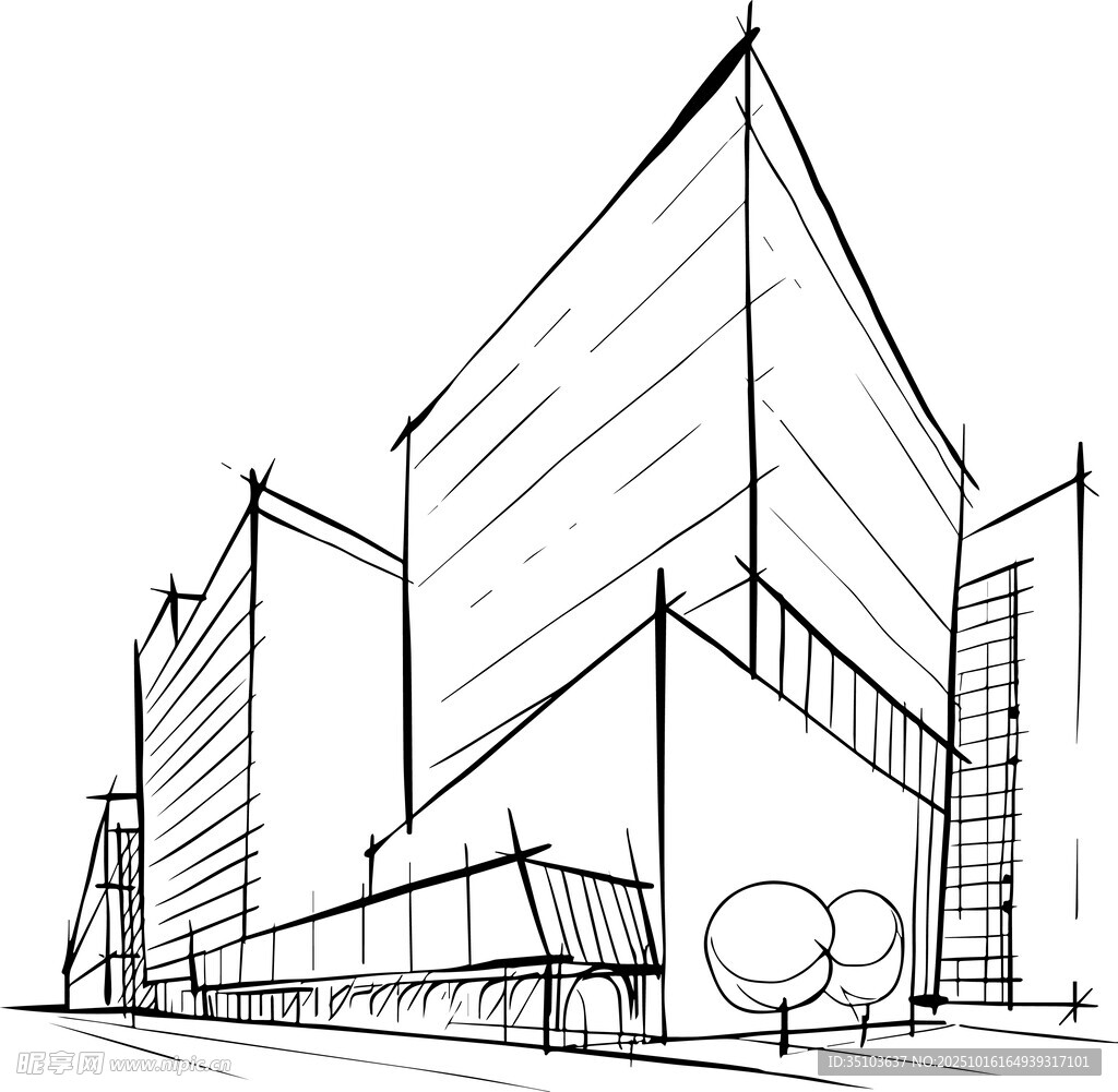 现代建筑手绘图