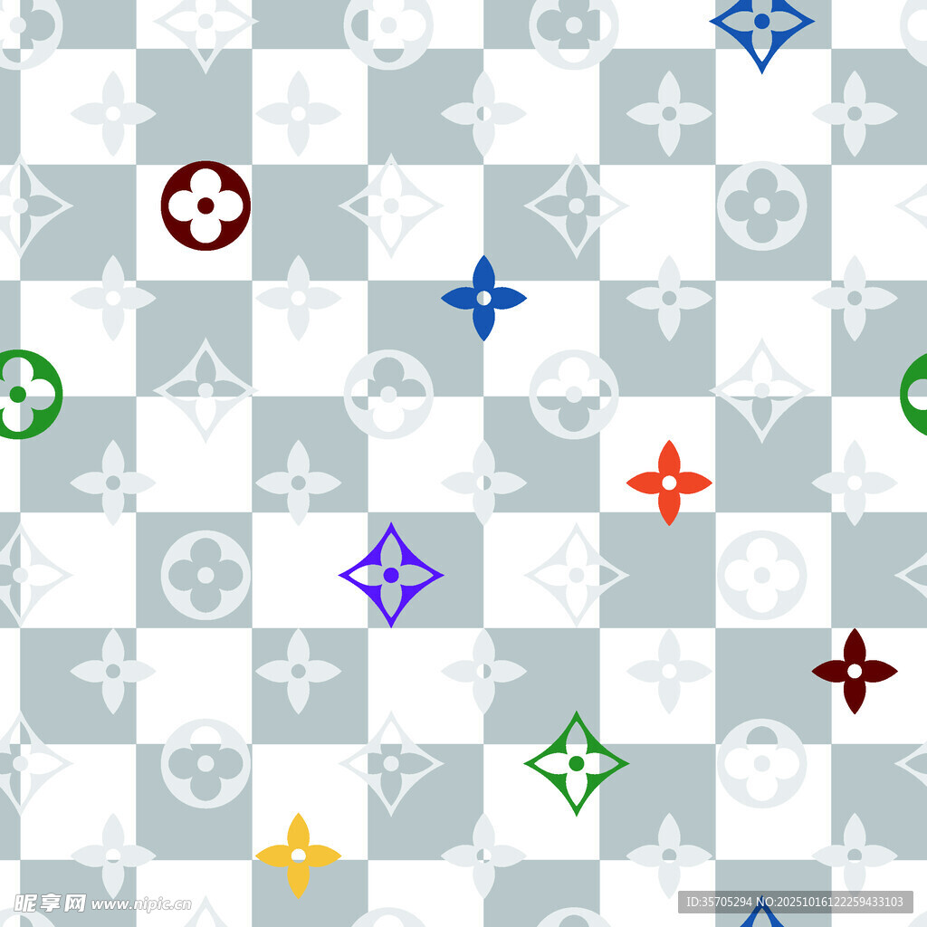 多彩LV元素棋盘格图案