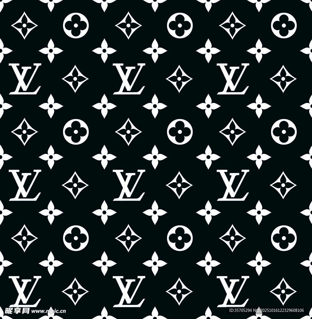 LV经典黑白花纹图案