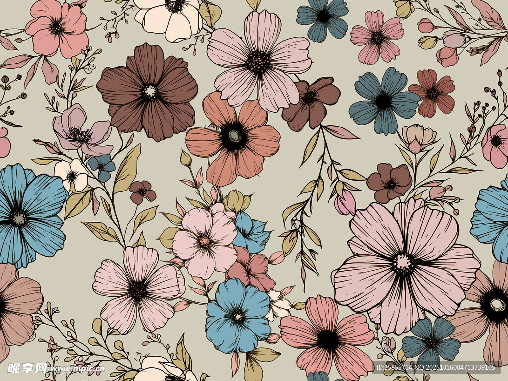小碎花  手绘