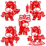 剪纸风小马贺岁形象组图