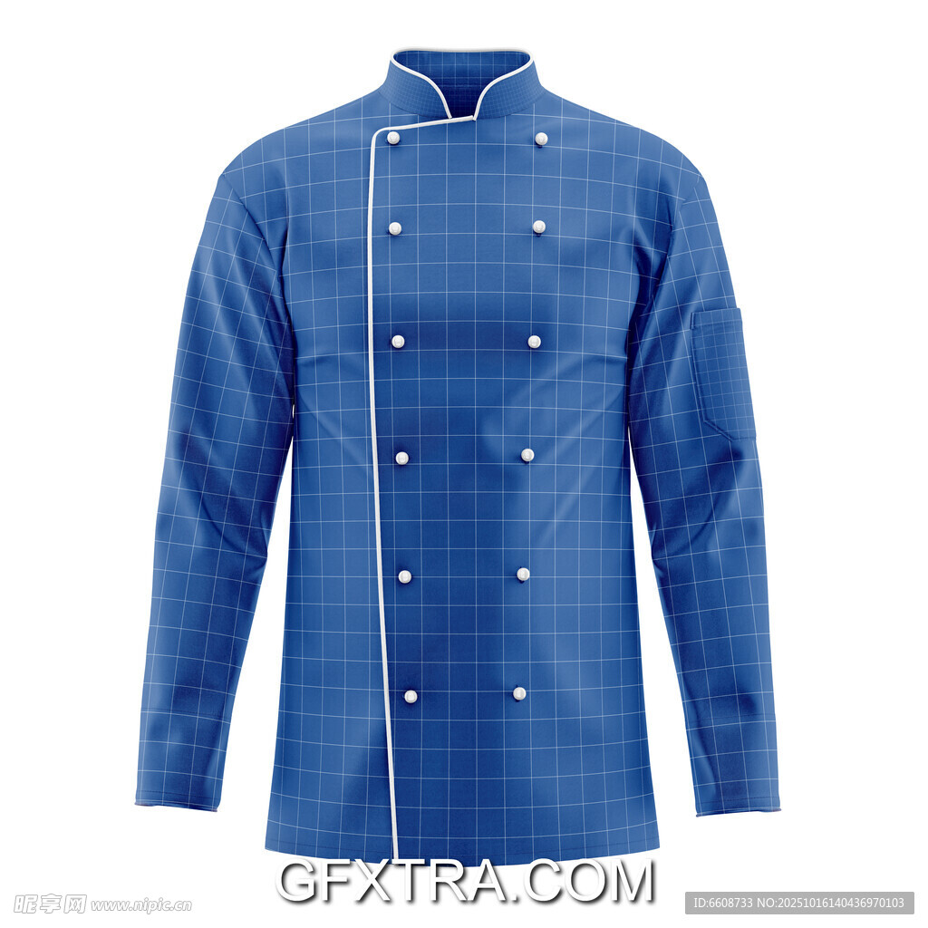 蓝色厨师工作服制服展示
