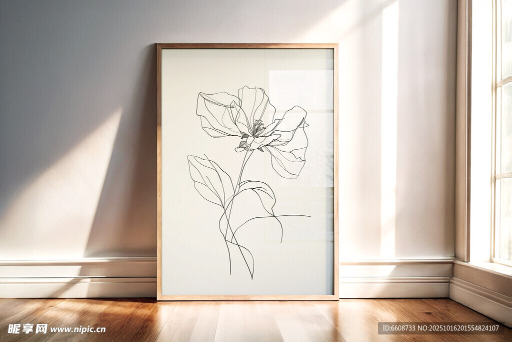 简约线条花卉装饰画