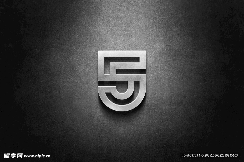金属质感数字5图标